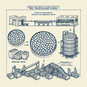 Create a simplified sketch of a small mango packing plant in Pak...