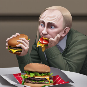 Putin eating a burger