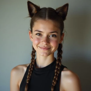 Create a photo of a beautiful girl with a wolf cut hairstyle.