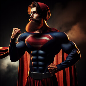 Superman Henry  Cavil as muslim superhero with long beard and mu...