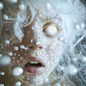 A woman beast glass scenario where everything is made out of gla...