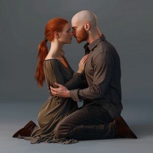 A photorealistic high resolution image. Light ginger haired fema...