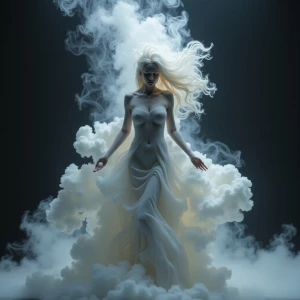 The image features a smoke-like representation of a beautiful go...