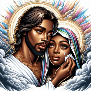 Ensure that the image distinctly represents both Jesus Christ an...