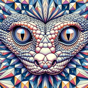 Hypnotic stereogram with snake  eyes reflecting the mystery of t...