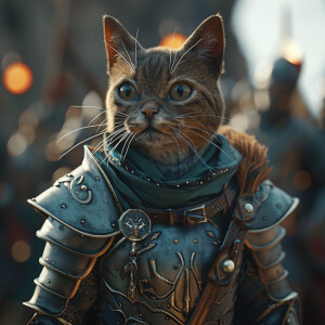 Cat In knights Armor ready for battle 3DCHARACTER photorealistic...
