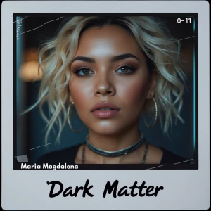 Design a rap album cover titled "Dark Matter" for artist Maria M...