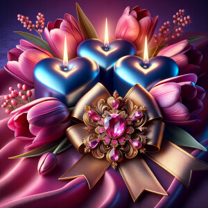 "Create a digital image of a romantic and luxurious Valentine's...