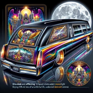 "Design a striking custom hearse that commands attention with it...