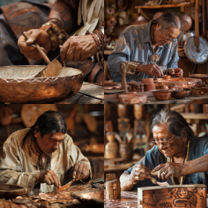 Ancients Native Americans forging cooper tools