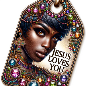 Redesign the tag to feature an African-American woman with a sty...