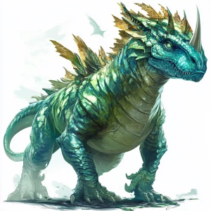 a magnificent, bipedal creature that stands at an imposing heigh...