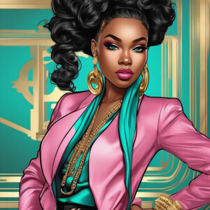 A stylish and elegant hip-hop inspired digital artwork featuring...