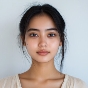 Create an image of a 21-year-old Indonesian woman from Californi...