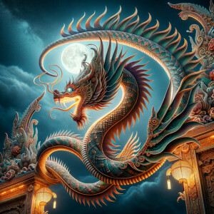flying serpent dragon balinease style under the festival gates,...