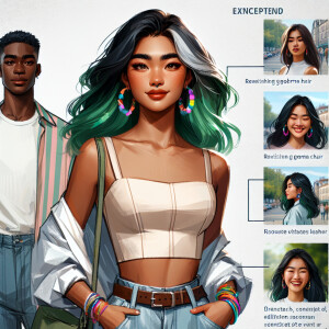 Create a vivid scene where a young African American couple, both...