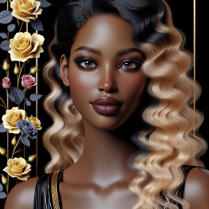 Create a vertical 3-D portrait of a light-skinned African-Americ...