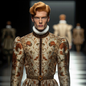 Photorealistic image. Walking down a Runway walk image. Head to...