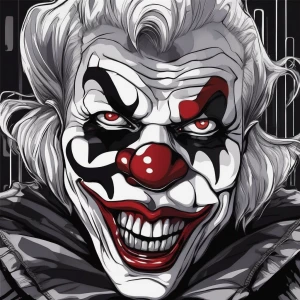 Create an image of Art the Clown, the sinister mime-like charact...