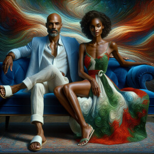 Create a vivid description of an attractive African-American cou...