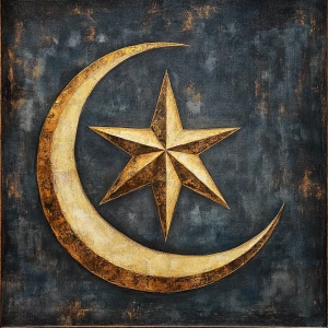 7 pointed star and crescent moon