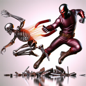 Magneto using his magnetic power to pull Wolverine's adamantium...