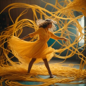 Spaghetti in a shape of girl dancing