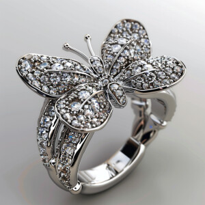Exquisite butterfly ring adorned with shimmering diamonds