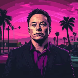 Elon Musk in GTA art style, , in the style of a Grand Theft Aut...