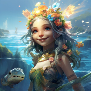 adorable happy girl elf fairy water trolls with sparkling univer...