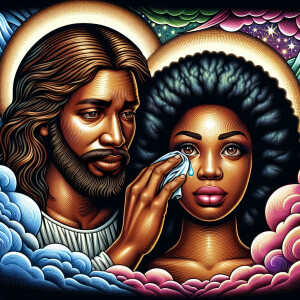 Ensure that the image distinctly represents both Jesus Christ an...