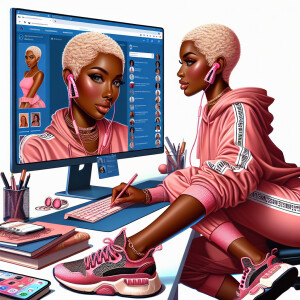 A beautiful light skin African American woman with with a pink j...