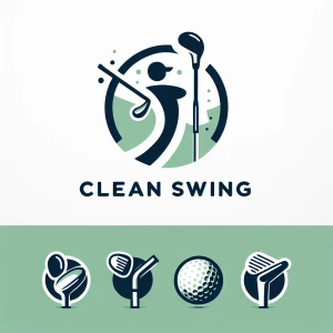 Create a minimalist, sophisticated, modern inspired logo for "Clean Swing," a golf club care service offering cleaning, buffing, polishing, and refinishing. The logo should emanate a premium, upscale vibe akin to top sporting brands like Nike and Callaway, emphasizing simplicity, clever negative space utilization, and limiting elements to three colors maximum. Eschew cartoonish graphics, depictions of golf balls, clubs, detailed artwork, and any text or numerals.