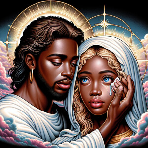 Ensure that the image distinctly represents both Jesus Christ an...