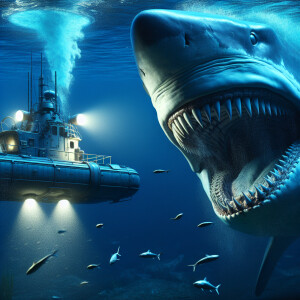Megalodon attacks the underwater vehicle and tears it apart