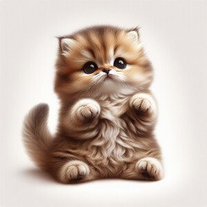 Create an image of an adorable kitten with fluffy fur, bright ey...