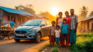 "A lively, cinematic shot of Nandan’s transformed life. He stand...