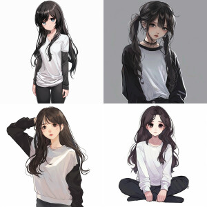 Make an image of a cute girl wearing a long sleeve under tshirt...