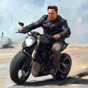 Elon Musk,riding sport bike, GTA style