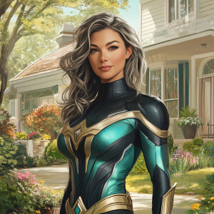 Create a fine detailed realistic image of a large size woman wit...