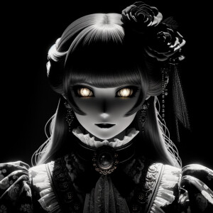 Stage of revenge, elegant gothic lolita, revenge aura, glowing eyes, evil smirk