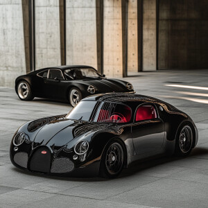 retro bugatti and porsche 911