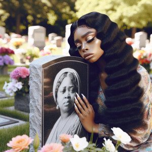 A beautiful light-skinned African-American woman with long wavy...