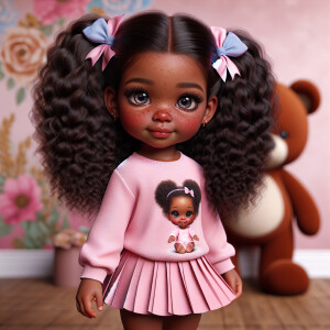 Refine the 3D realistic image of a four-year-old African-America...