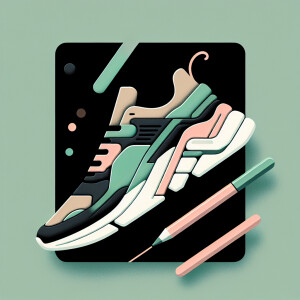 I’m making a shoe, with a black base and light sage green and li...