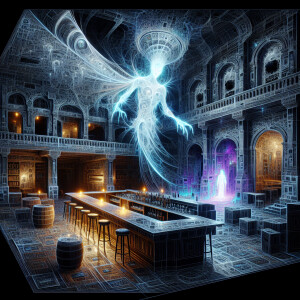 A ghost haunting an abandoned mansion cover, hyperdetailed paint...