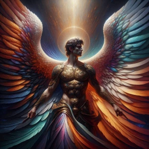 A majestic and photorealistic depiction of Archangel Michael, re...
