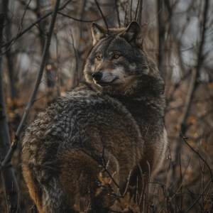 Heavily pregnant wolf