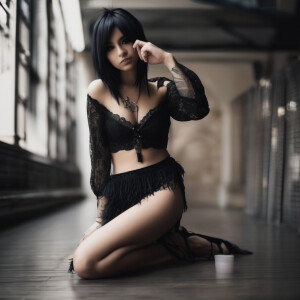 photo of sexy emo girl naked, showing full body