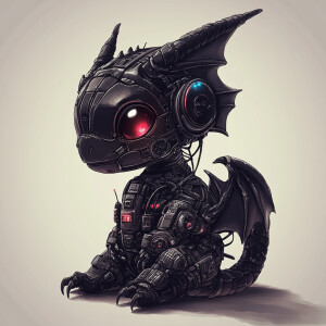 cute dragon, cyberpunk style